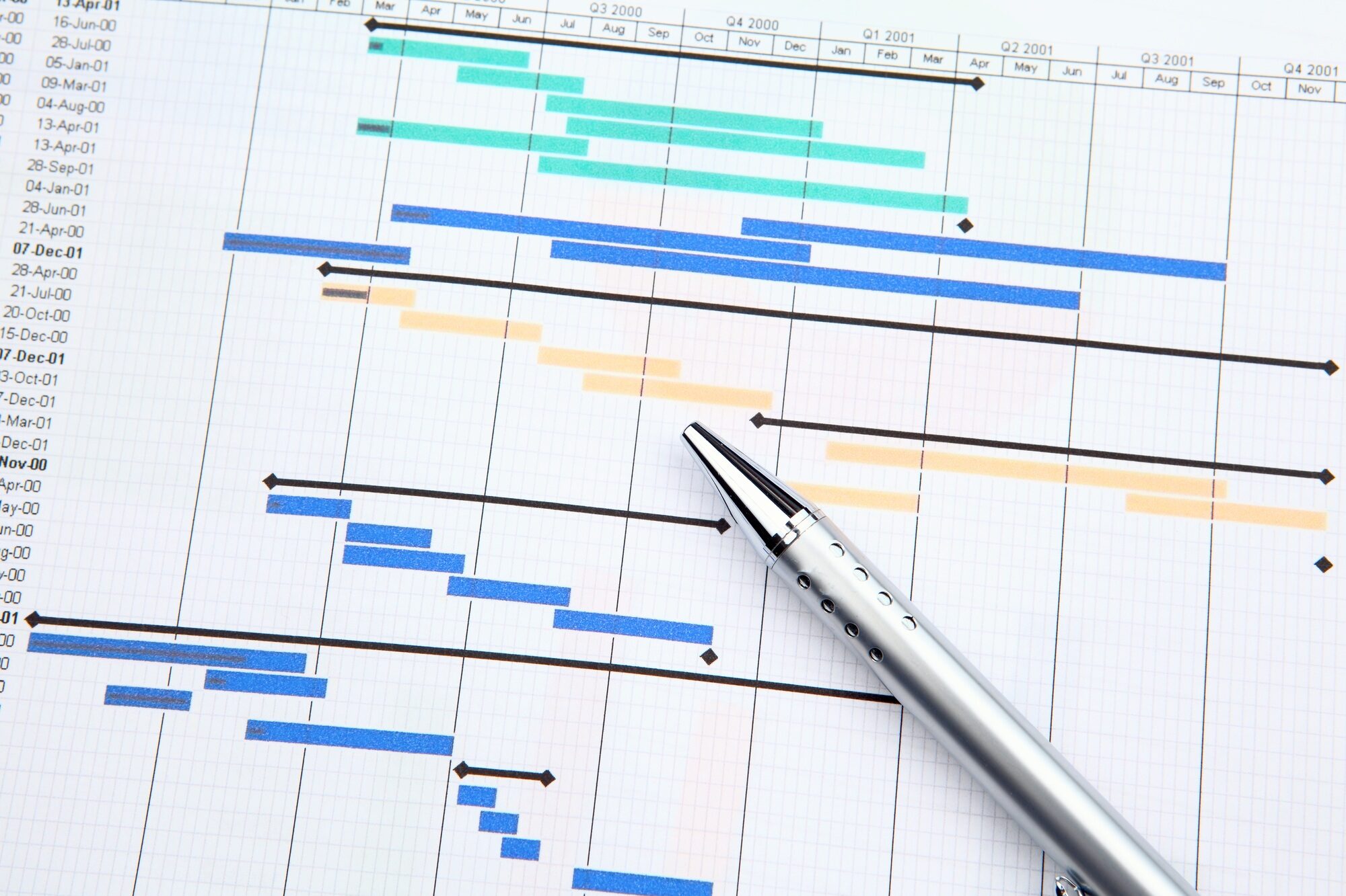 Project management with gantt chart